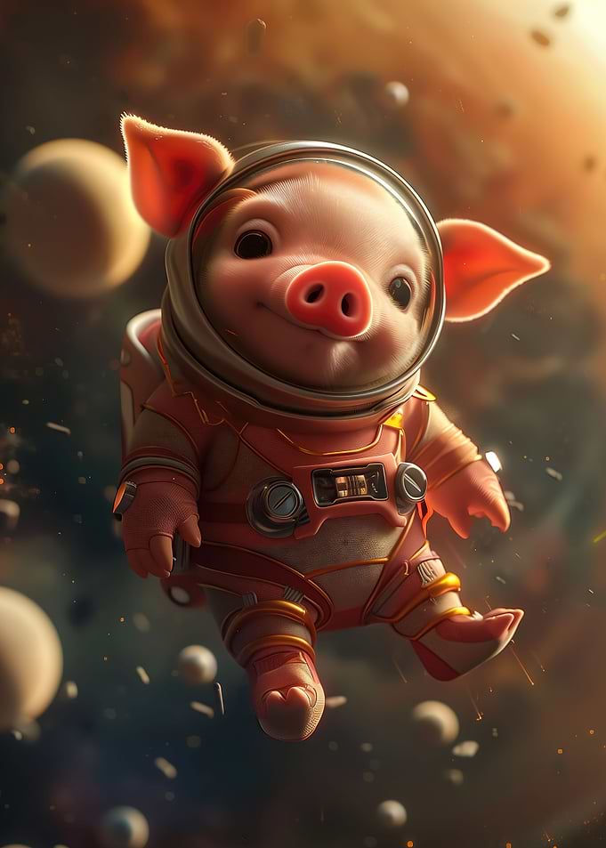 Cute Piglet Space Suit