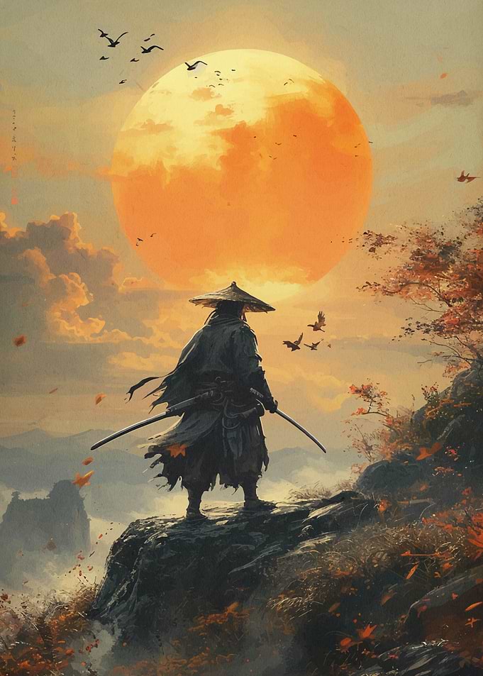 Samurai Sunset Landscape