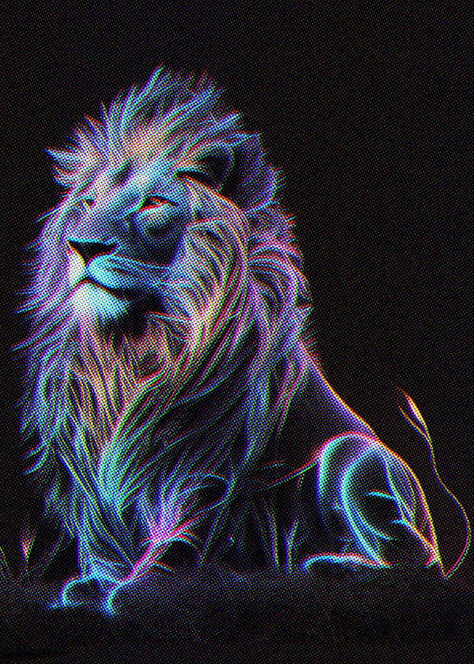 Neon Line Art Lion