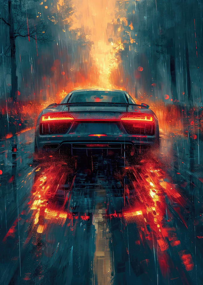 White Sports Car Painting