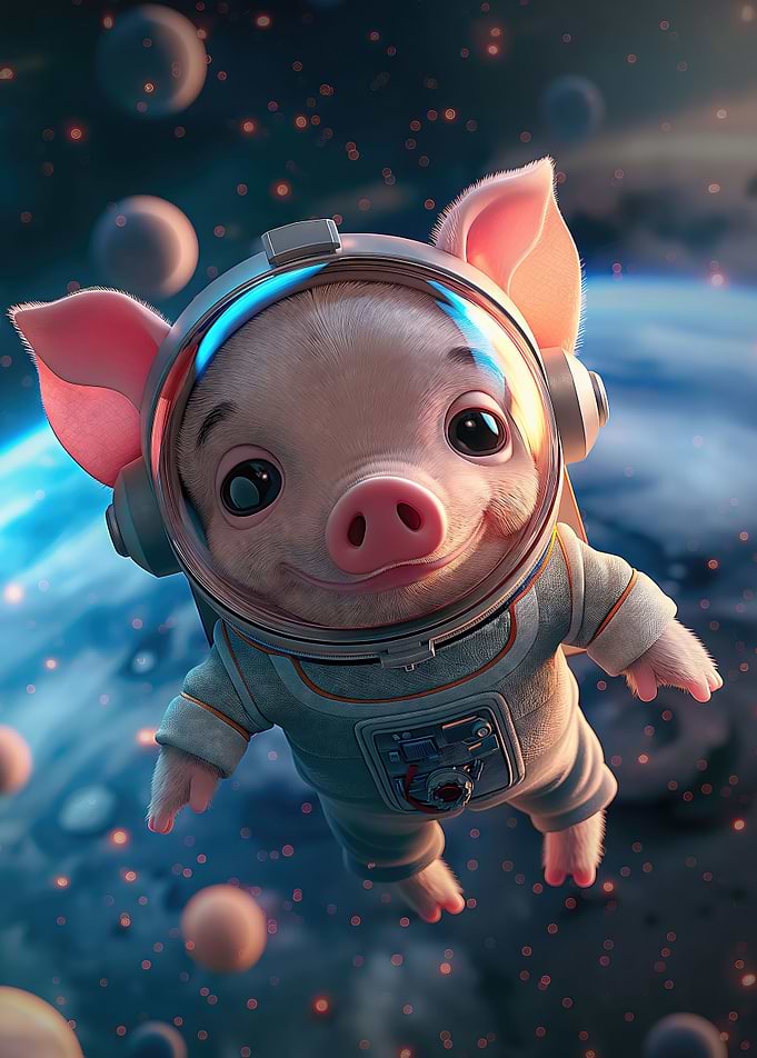 Adorable Piglet Astronaut