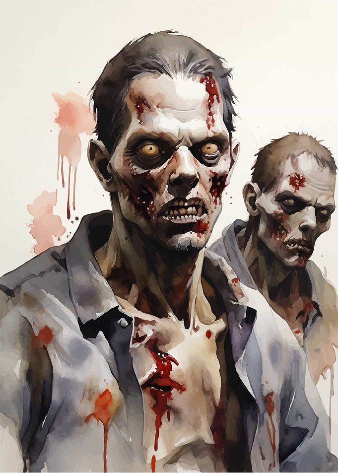 Zombie watercolor art