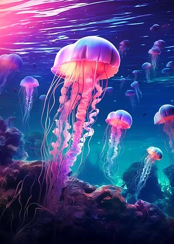 neon jellyfish glowing