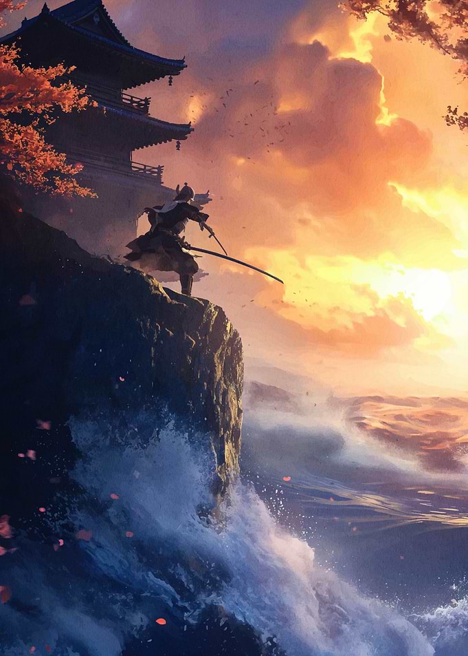 Samurai Sunset Landscape