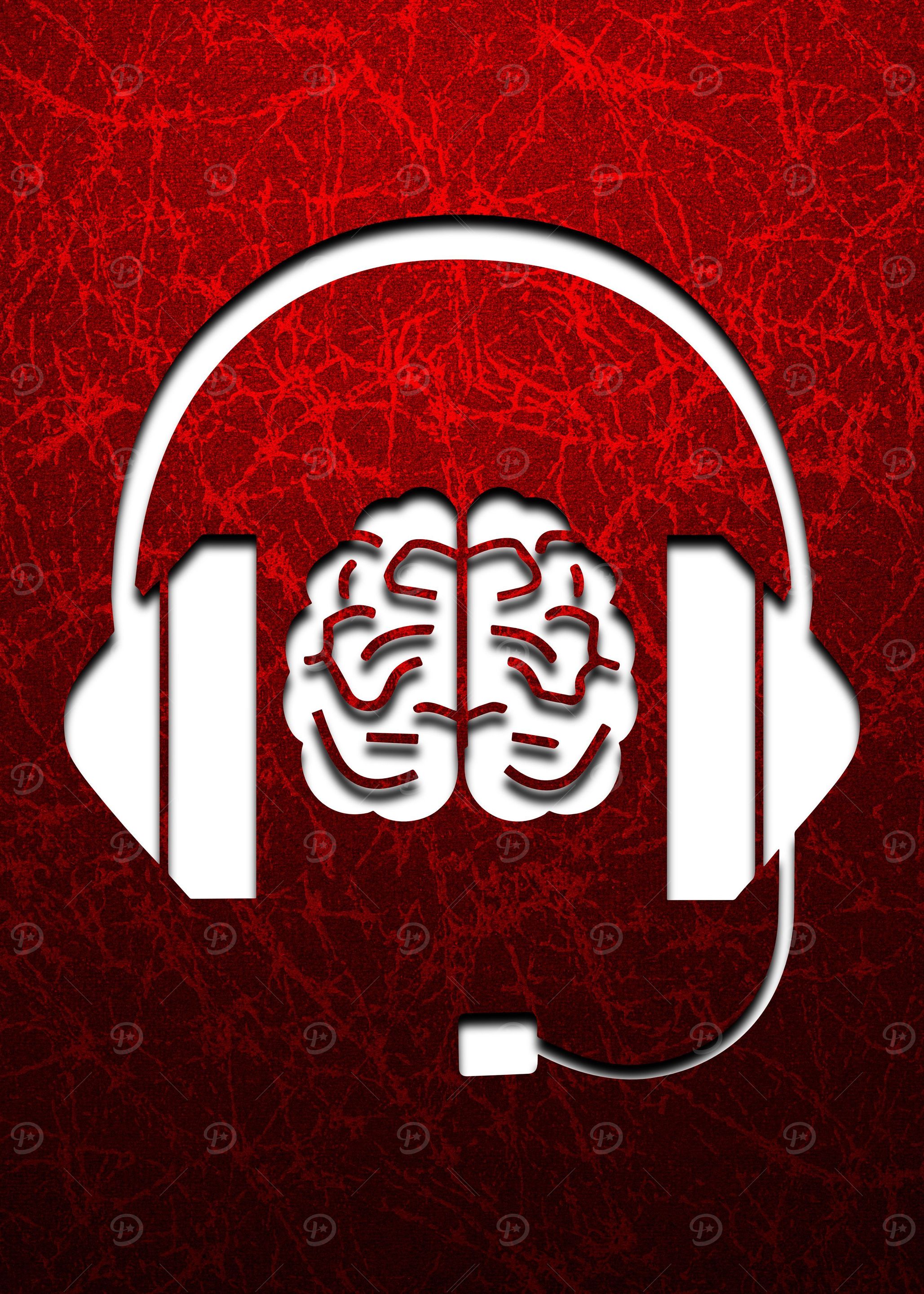 Brain Wearing Headphones