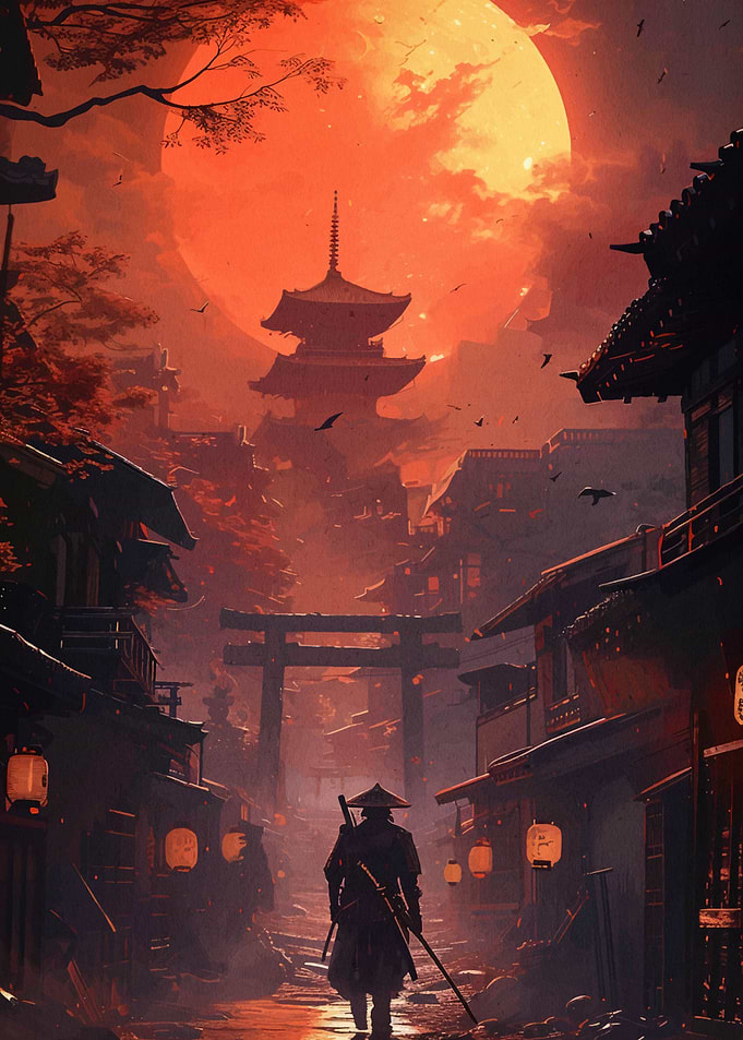 Samurai Sunset Landscape