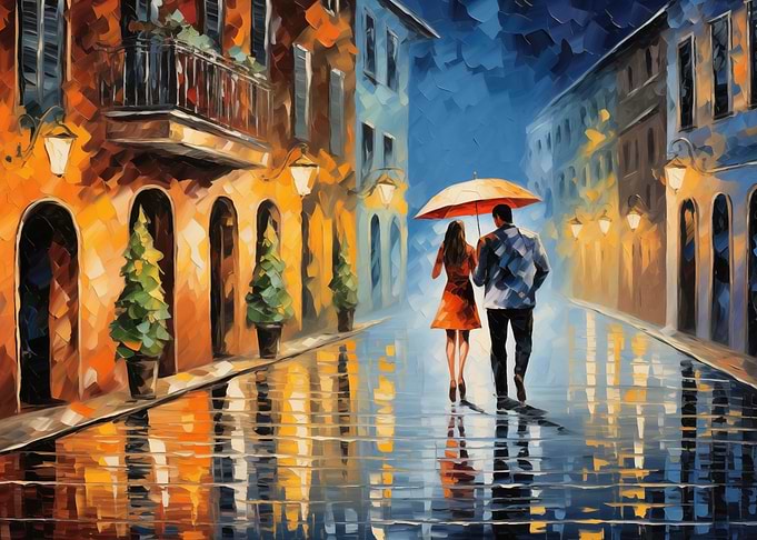Dating Couple Oil Painting