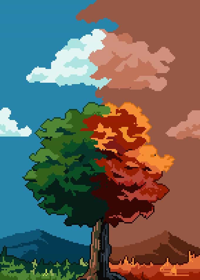 2 seasons scenery pixel