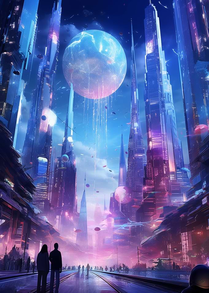 Futuristic city skyscraper