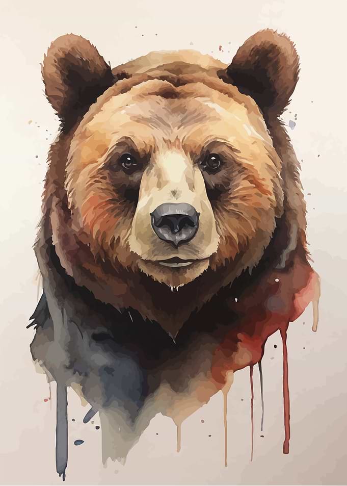 Bear head watercolor