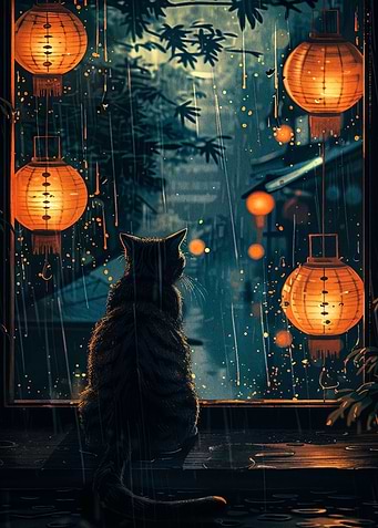 cat moon night animal