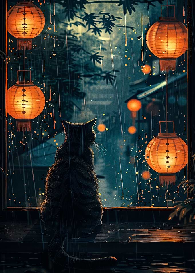 cat moon night animal