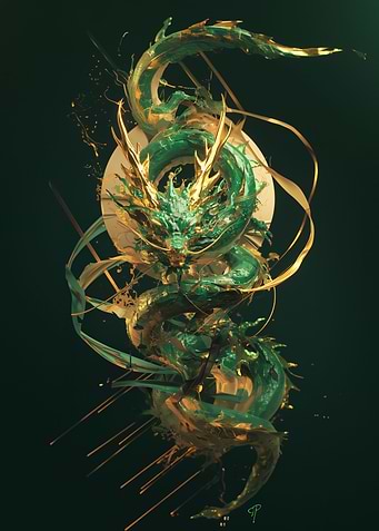 gold and emerald dragon