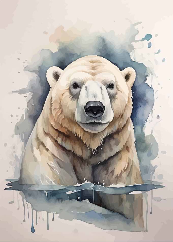 Polar bear in watercolor