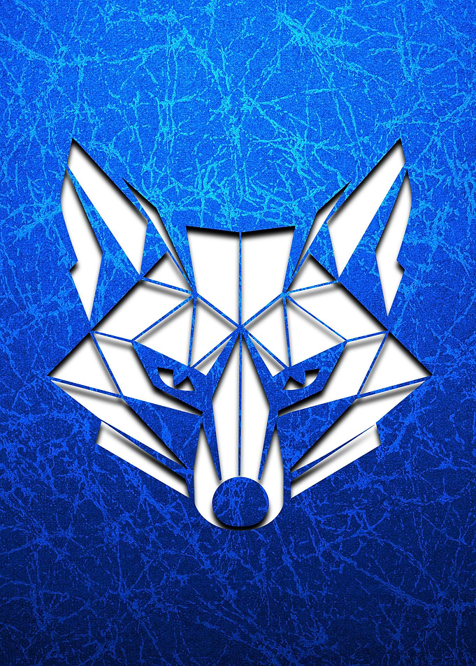 Geometric Fox Head Blue