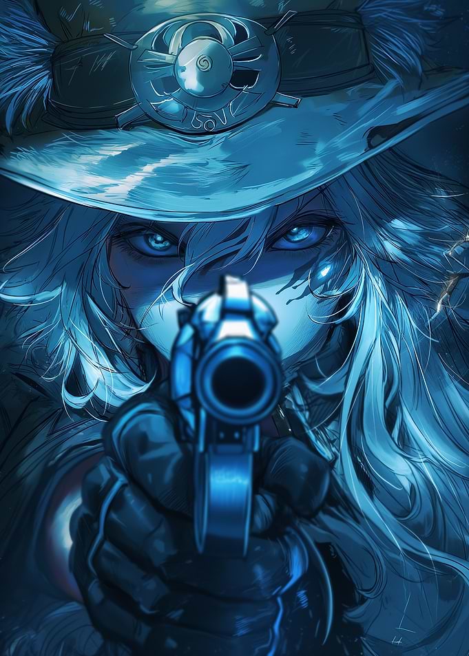 Anime Girl Neon Gun