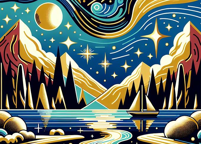 Abstract Lake Landscape