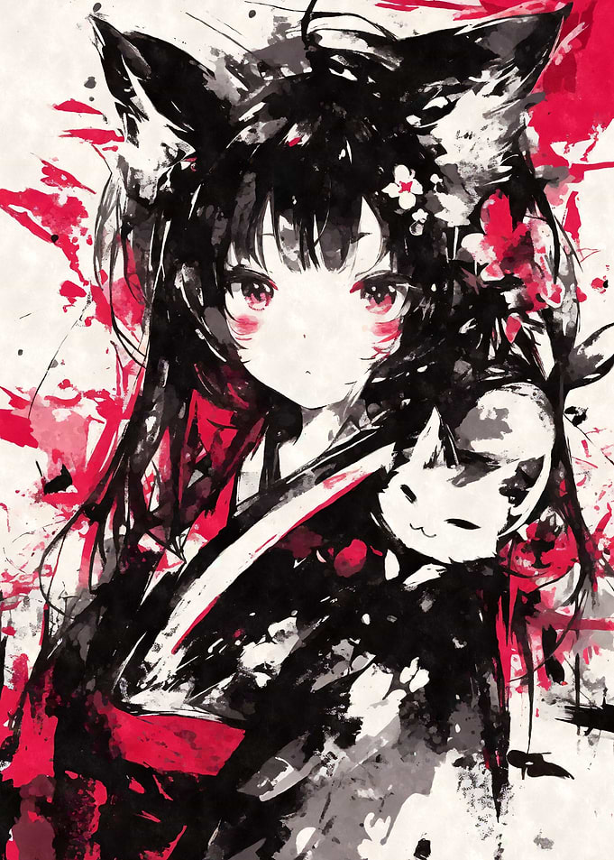 Black Ink Nekomimi Cat