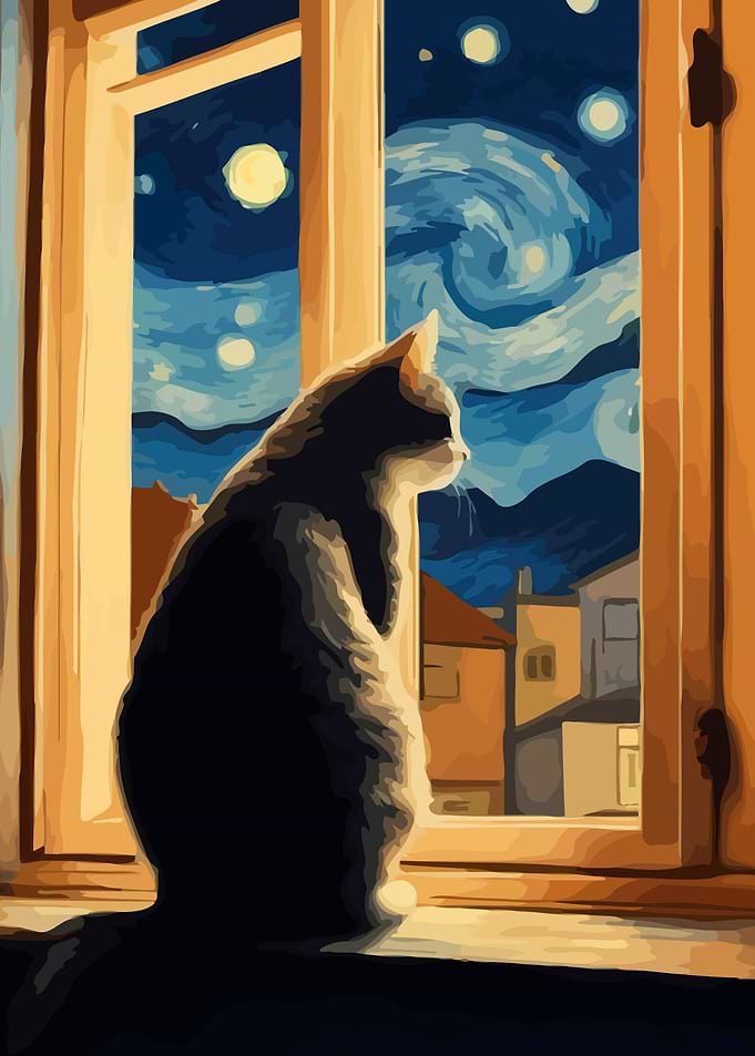 Starry Night Cat