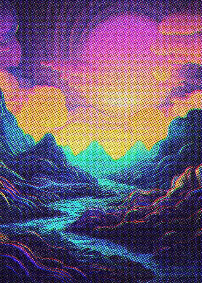 Line Art Neon Nature