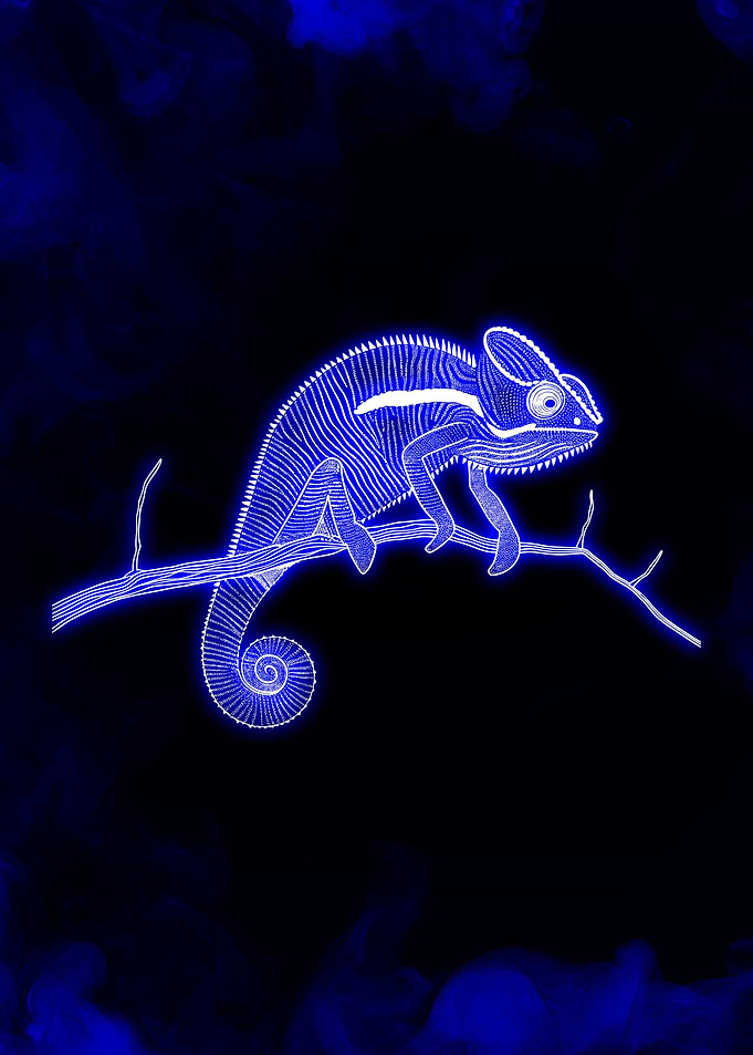 Chameleon on a Branch Neon