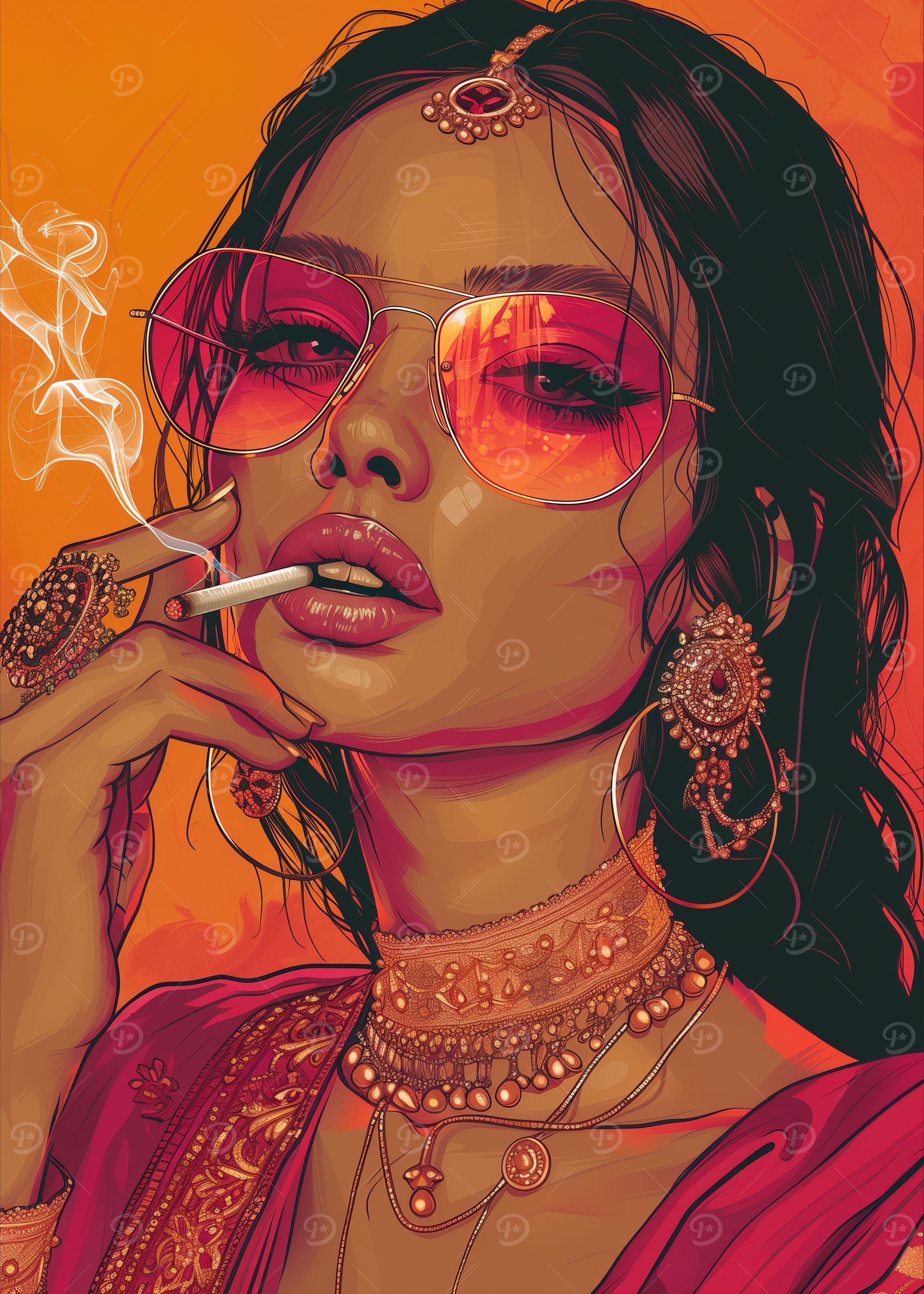 woman smoking art Bar Wa