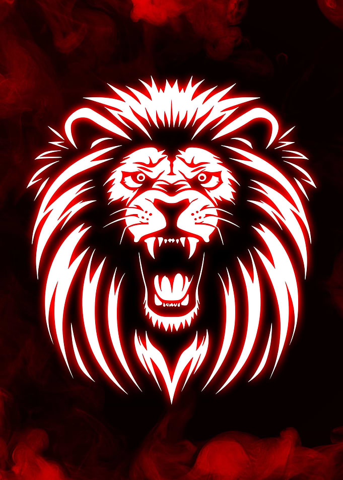 Lion Head Neon Light Red