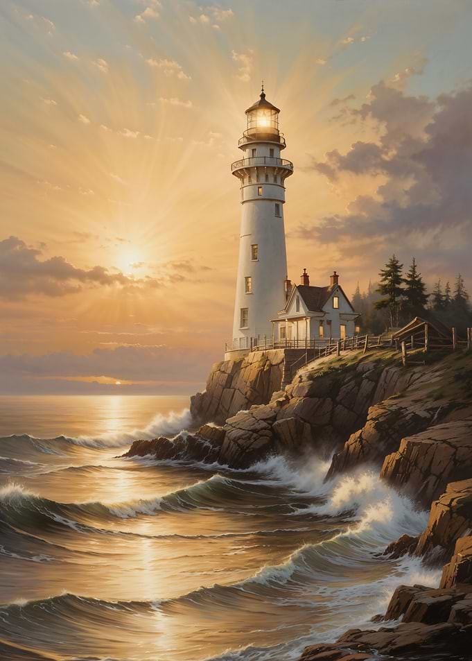 Majestic Gold Lighthouse