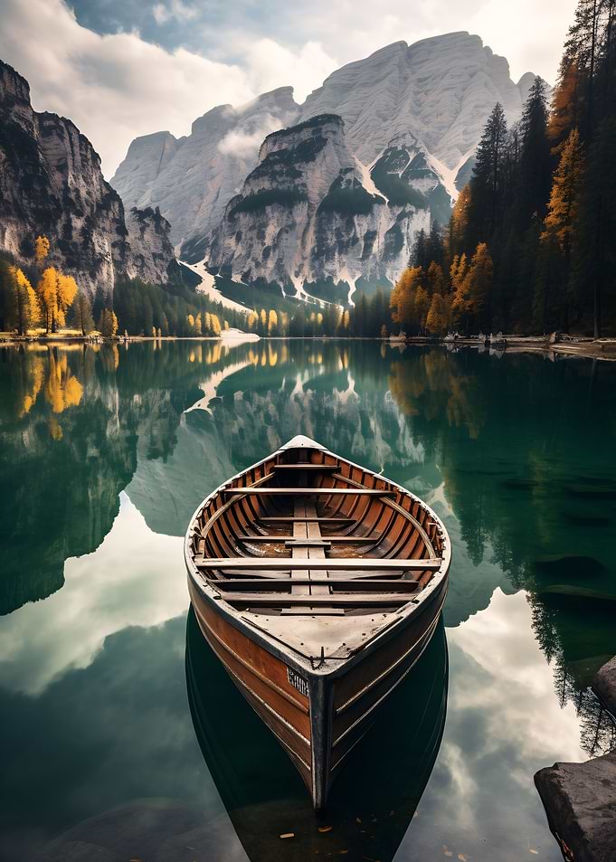 Mountains at lake nature