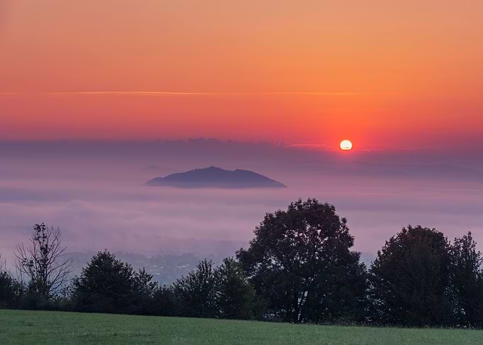 Orange sky at sunrise