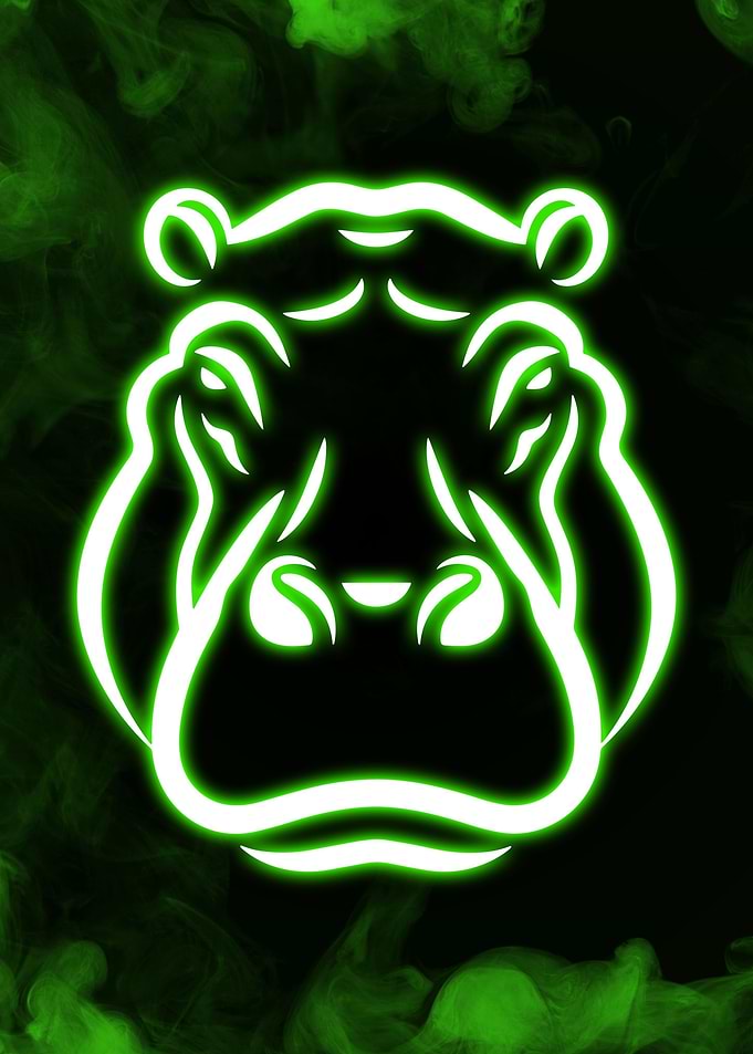 Hippopotamus Neon Green