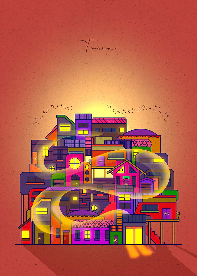Sun set town simple