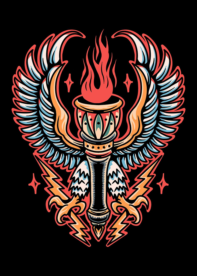 flying torch tattoo