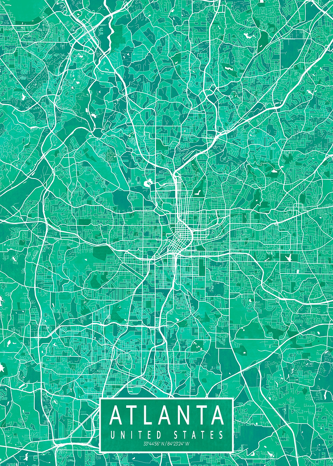 Atlanta Map Watercolor