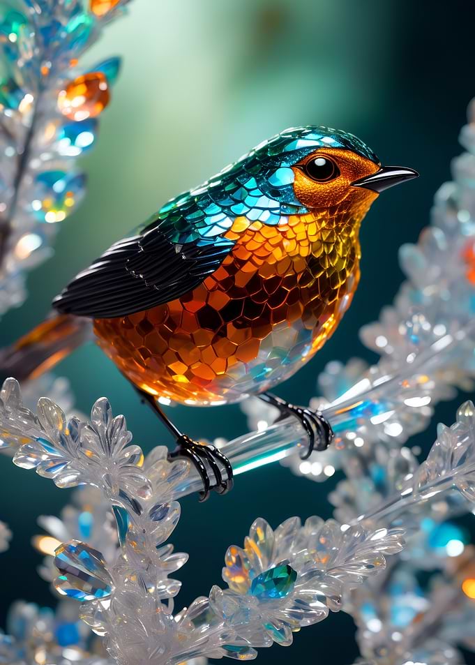 Crystal Emerald Gold Bird