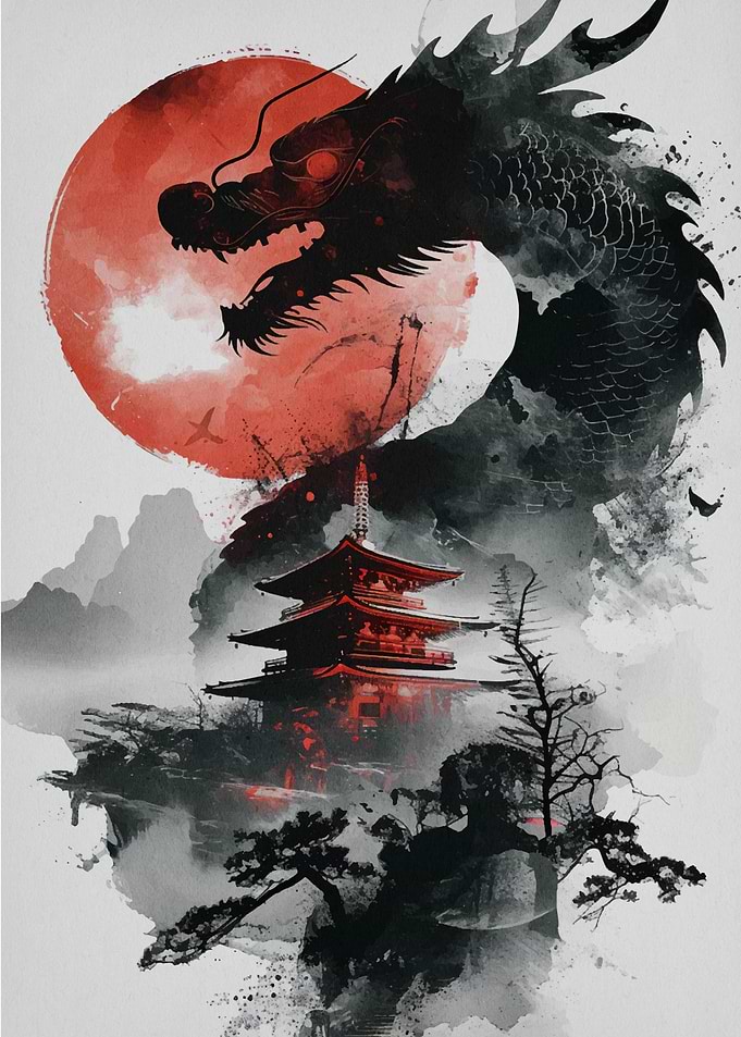 Japanese Dragon Red