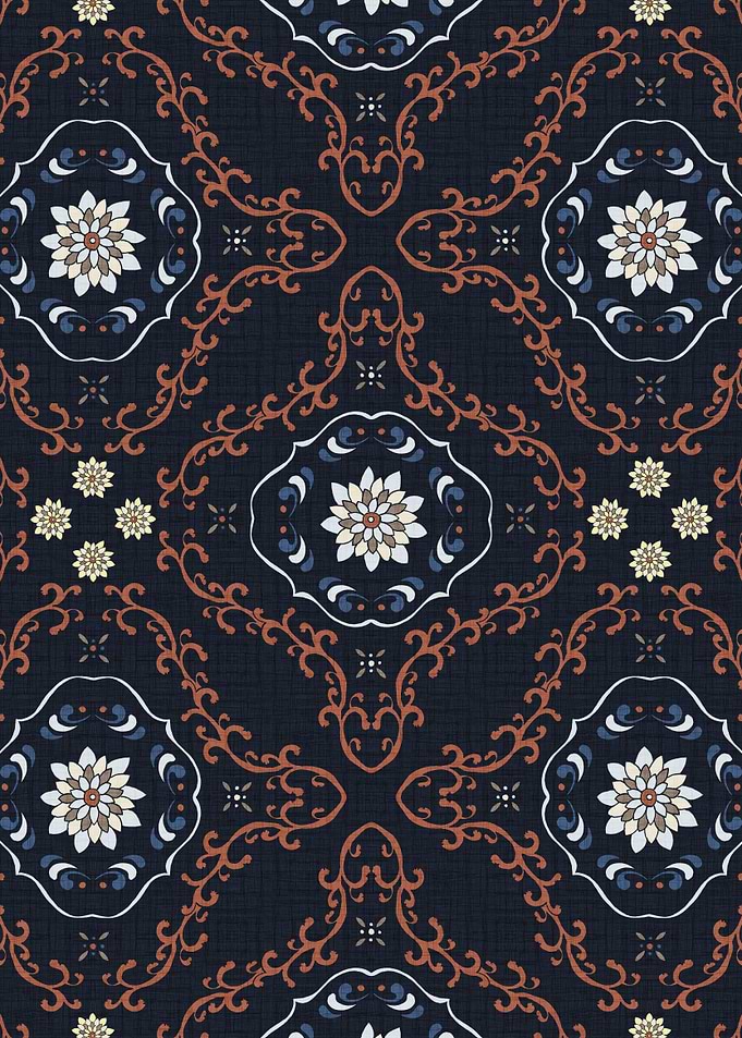 Floral Tiles 4 Blue