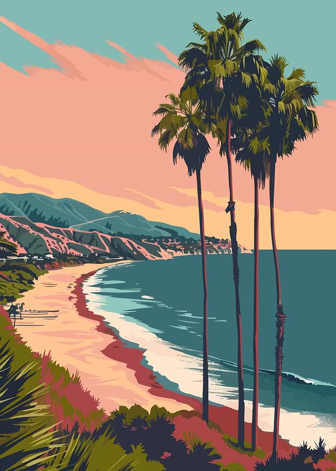 LA Beach Sunset Art