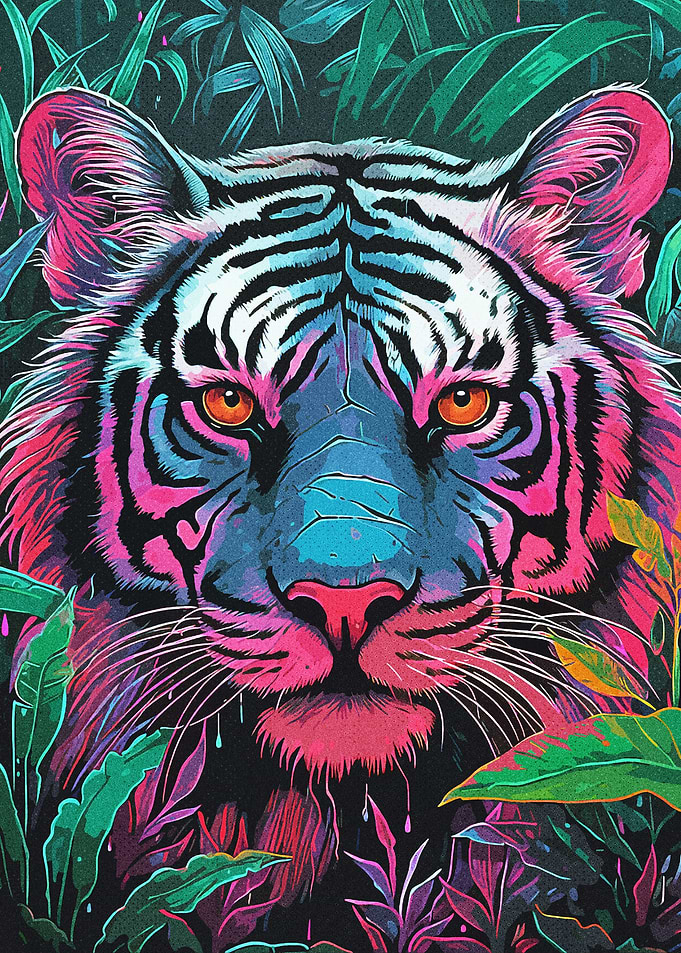 Vintage Colorful Tiger