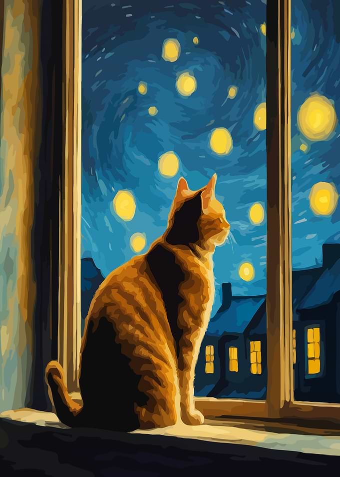 Starry Night Cat
