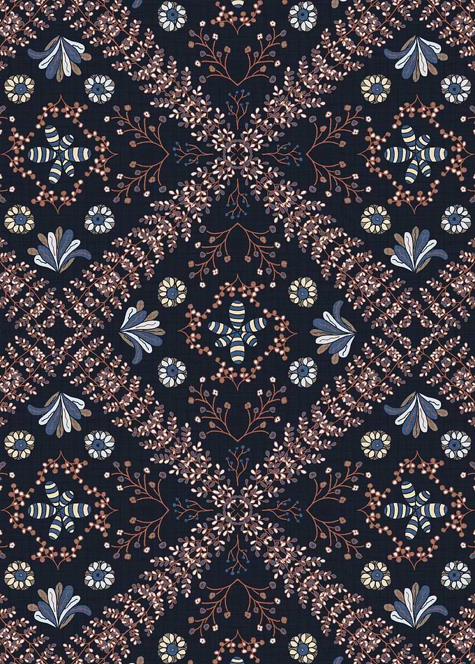 Floral Tiles 5 Blue