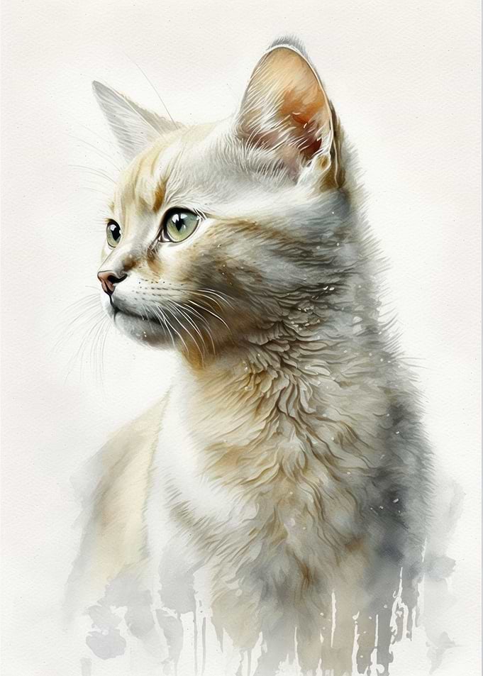 Burmilla Cat Watercolor
