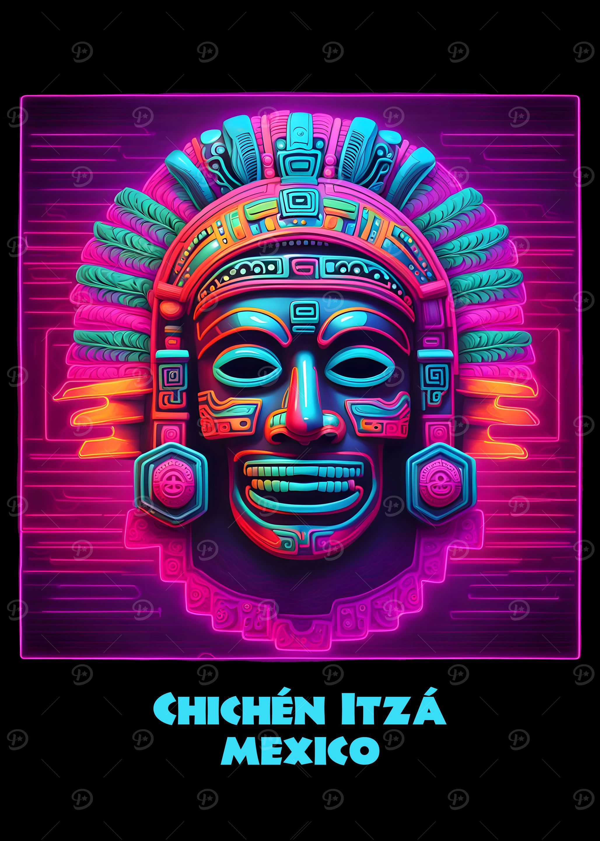 Chitzen Itza Mexico Neon