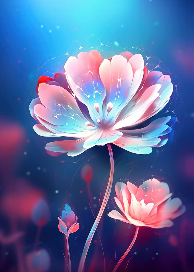 Pink and Blue Flowers