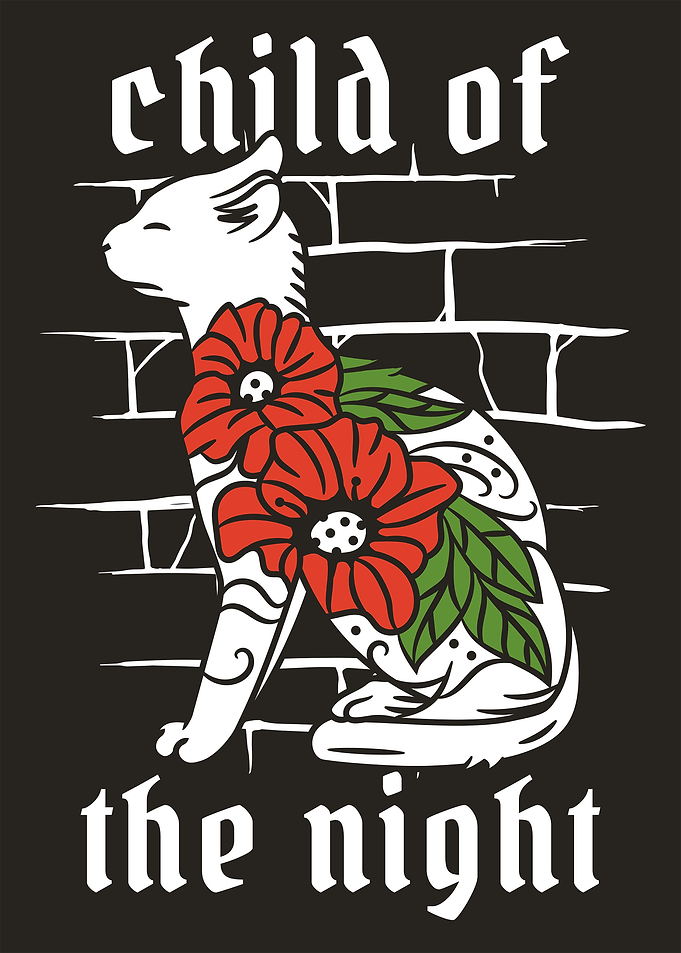 Cat With Flower Tattoo