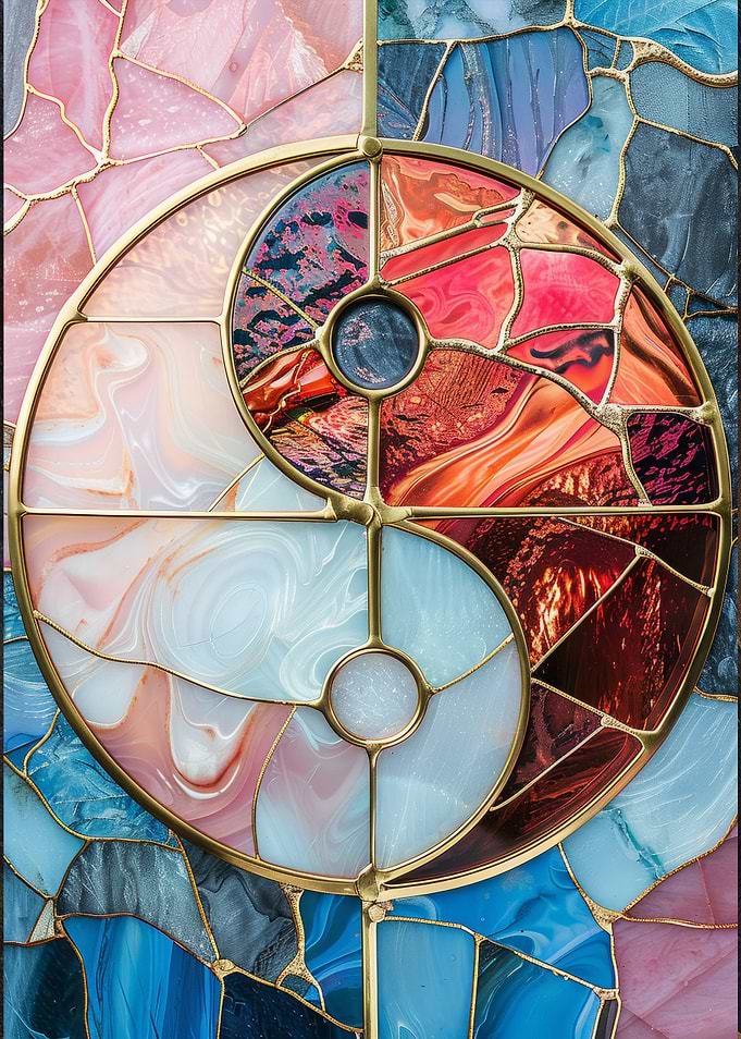 Yin Yang Gold Glass Deco