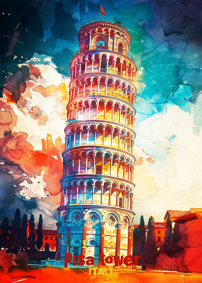 Pisa Tower Art Poster