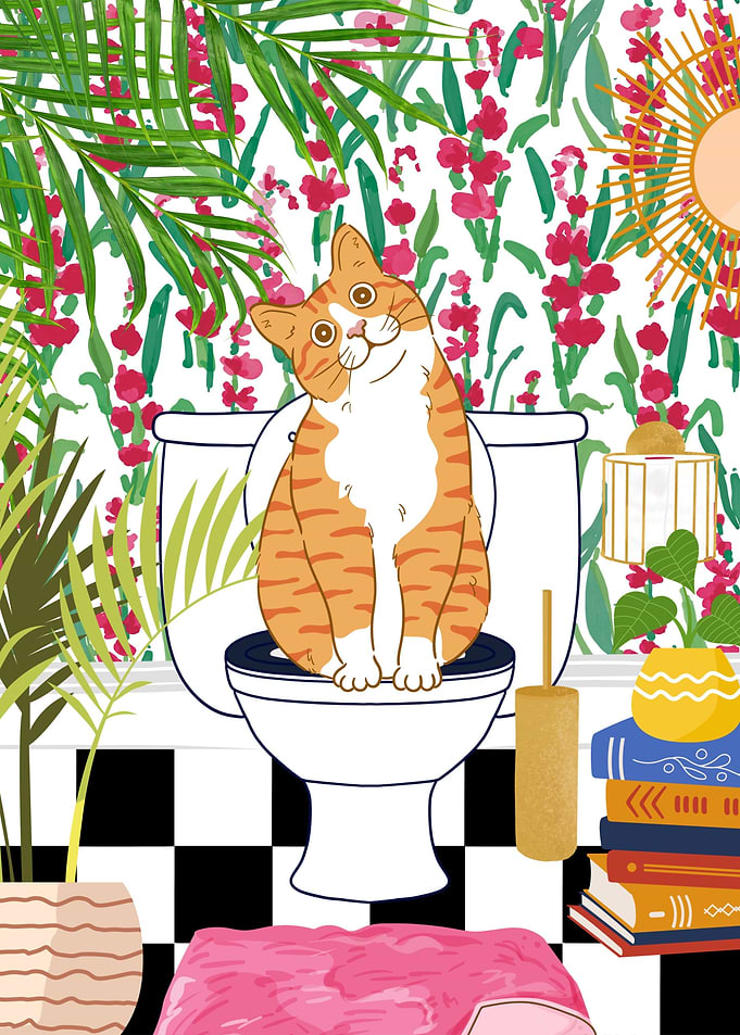 Cat on a Toilet