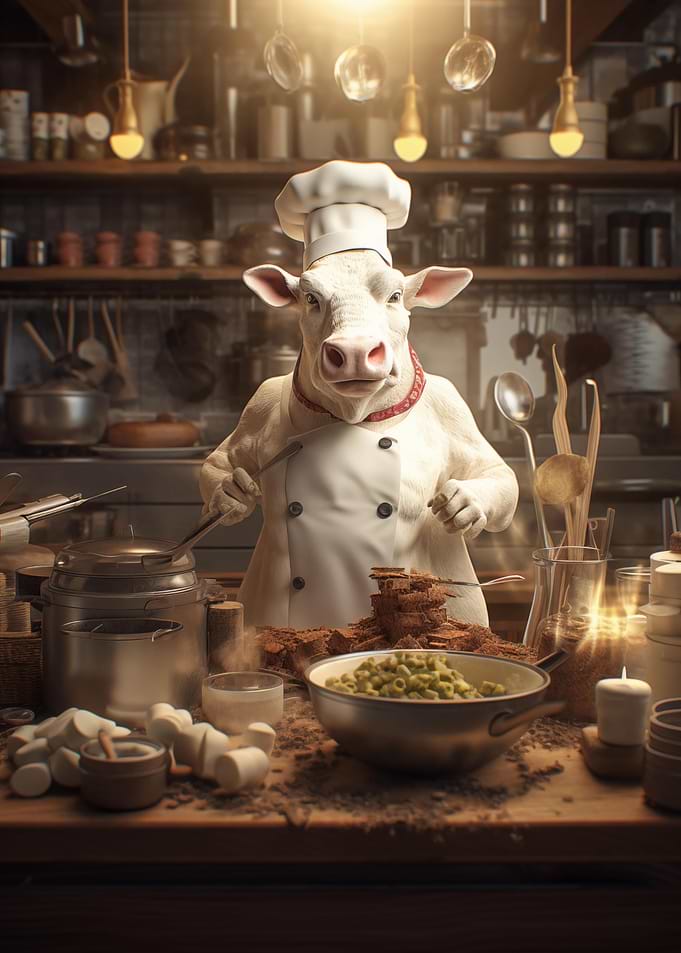 Cow cooking kitchen Funny