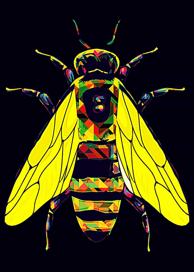 Winged bee pop art